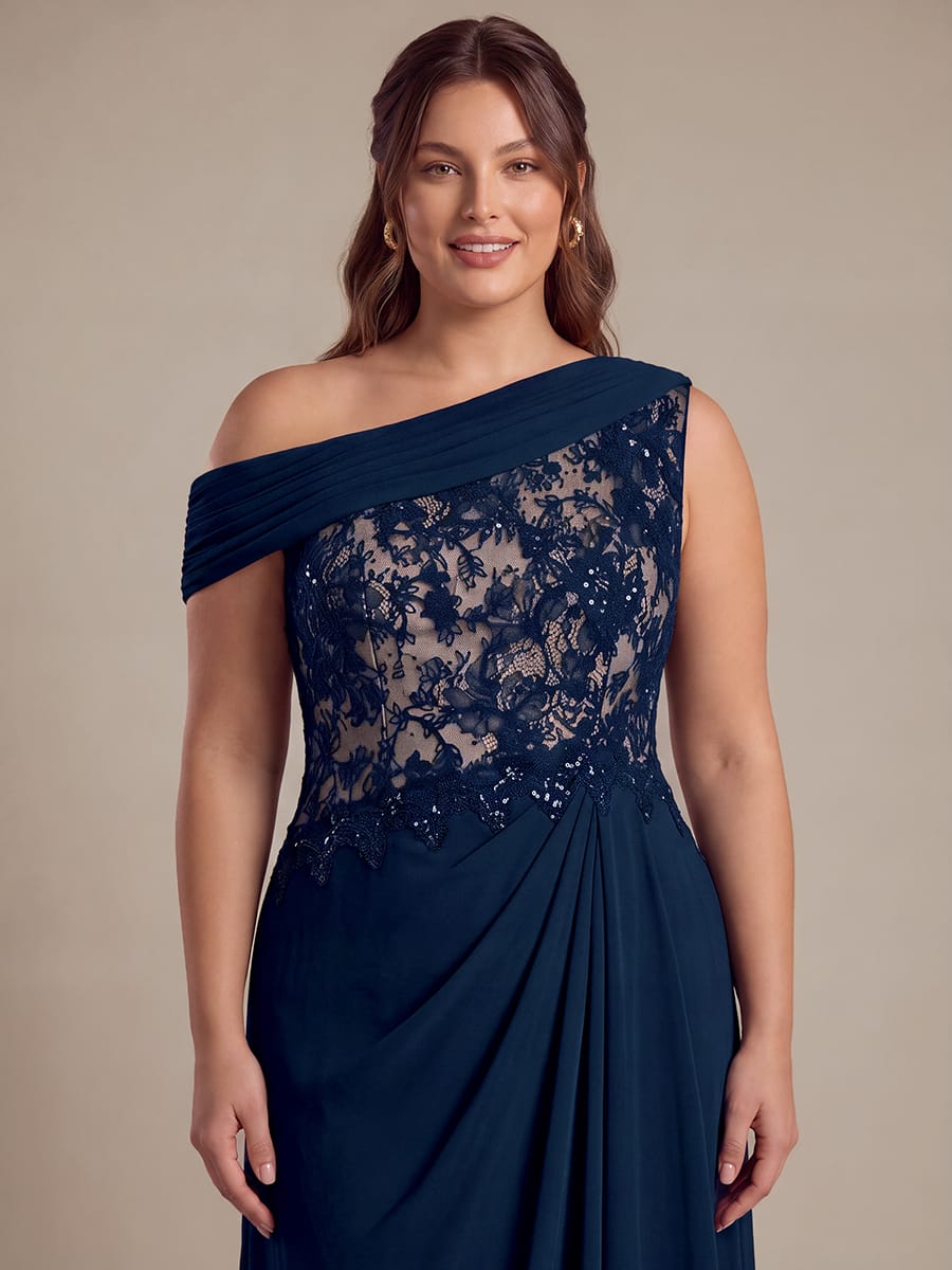 Chiffon Sleeveless A-line Dress #color_Navy Blue