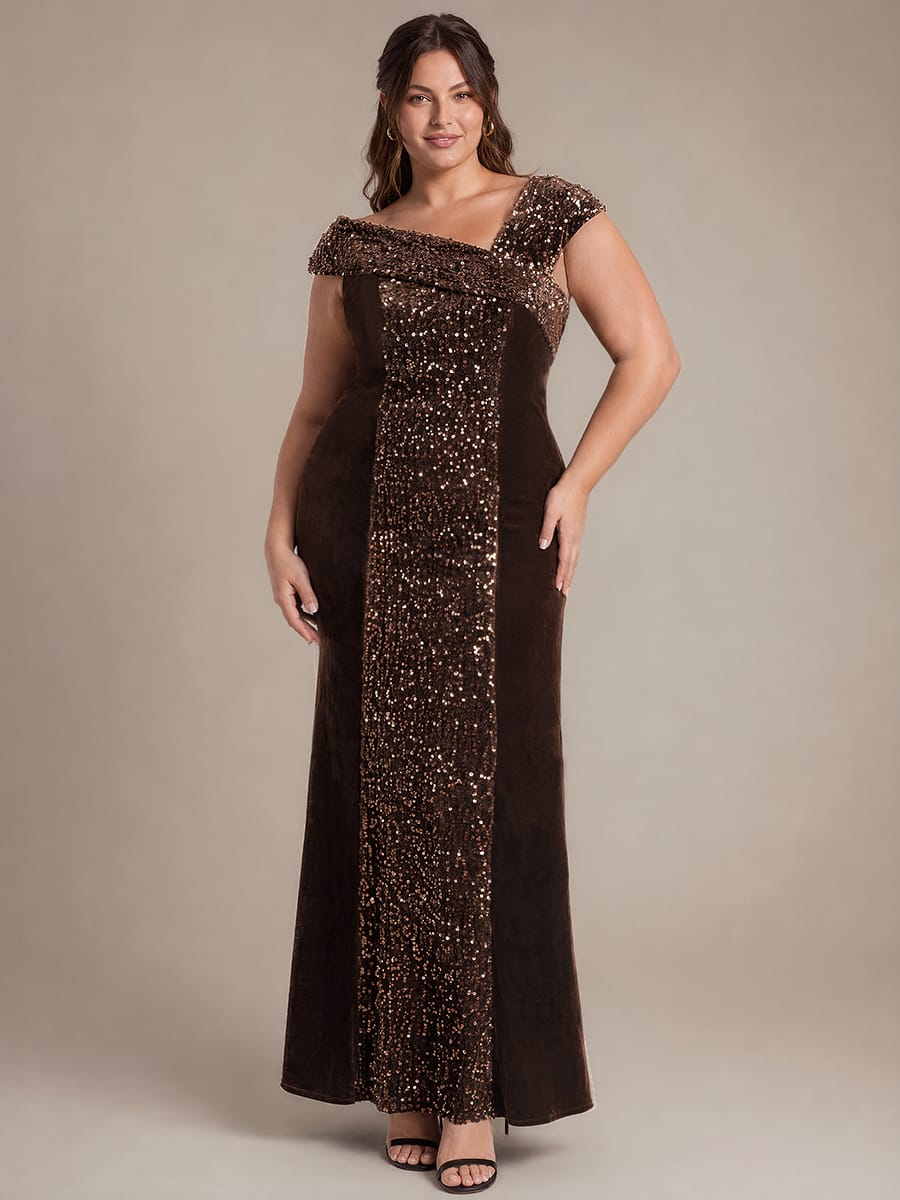 Sequin Sleeveless Bodycon Dress #color_Chocolate Brown