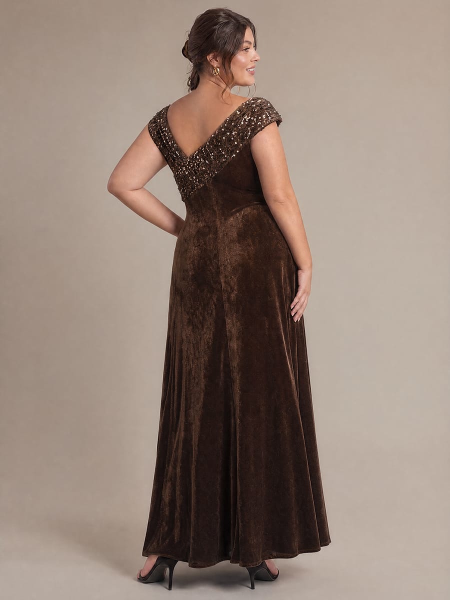 Sequin Sleeveless Bodycon Dress #color_Chocolate Brown