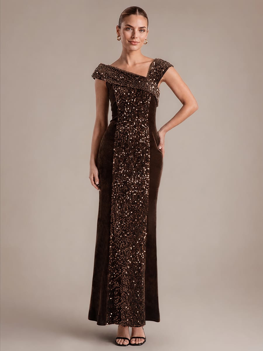 Sequin Sleeveless Bodycon Dress #color_Chocolate Brown