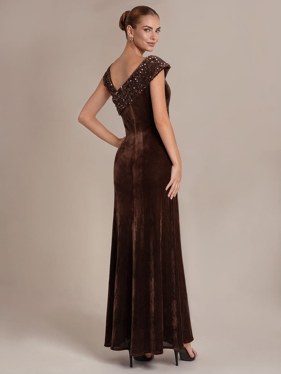 Sequin Sleeveless Bodycon Dress #color_Chocolate Brown