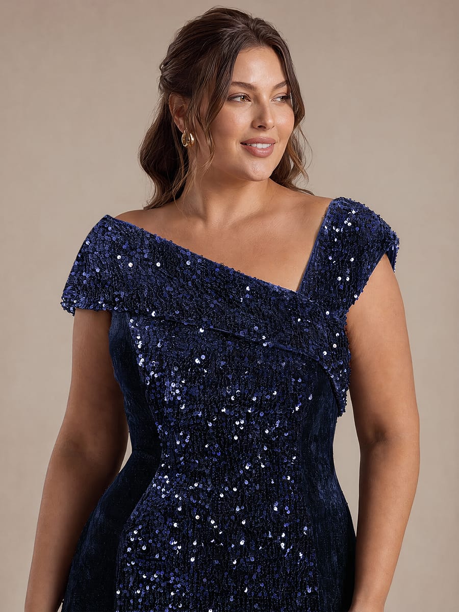 Sequin Sleeveless Bodycon Dress #color_Navy Blue