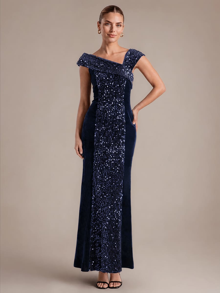 Sequin Sleeveless Bodycon Dress #color_Navy Blue