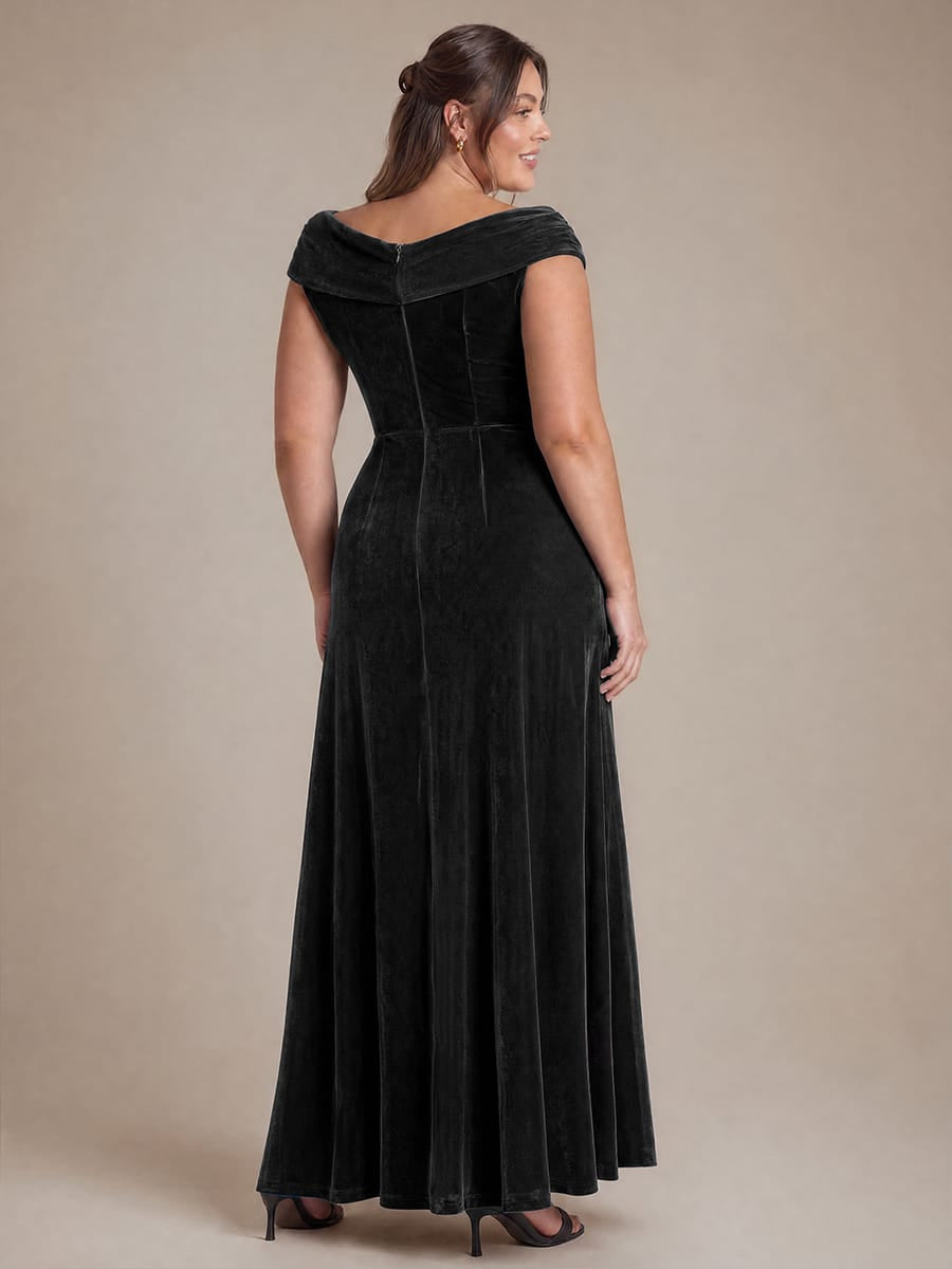 Sequin Velvet Cap Sleeve Dress #color_Black