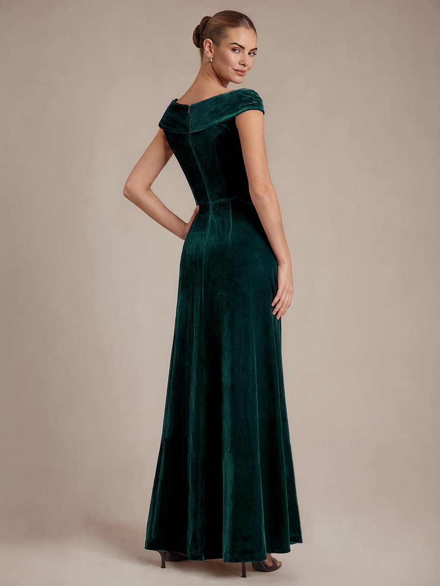 Sequin Velvet Cap Sleeve Dress #color_Dark Green