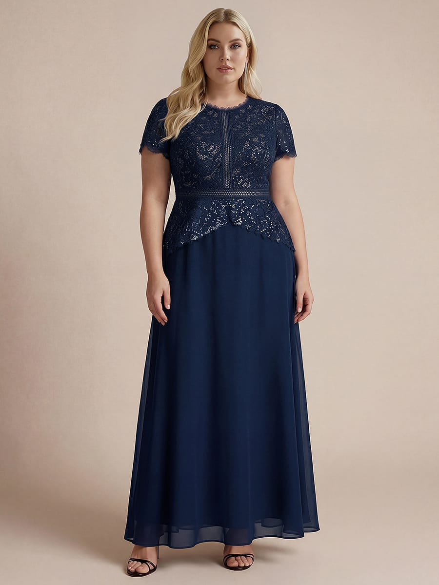 Sparkling Sequin Lace Puff Sleeve Evening Dress for Elegant Occasions