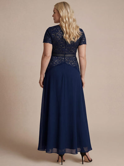 Plus Size Sparkling Sequin Lace Maxi Dress with Puff Sleeves Elegant Long Formal Evening Gown