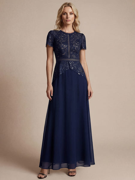 knee length dresses for ladies Madelene Lace V Neck Maxi Dress | Navy | Womens main image 1