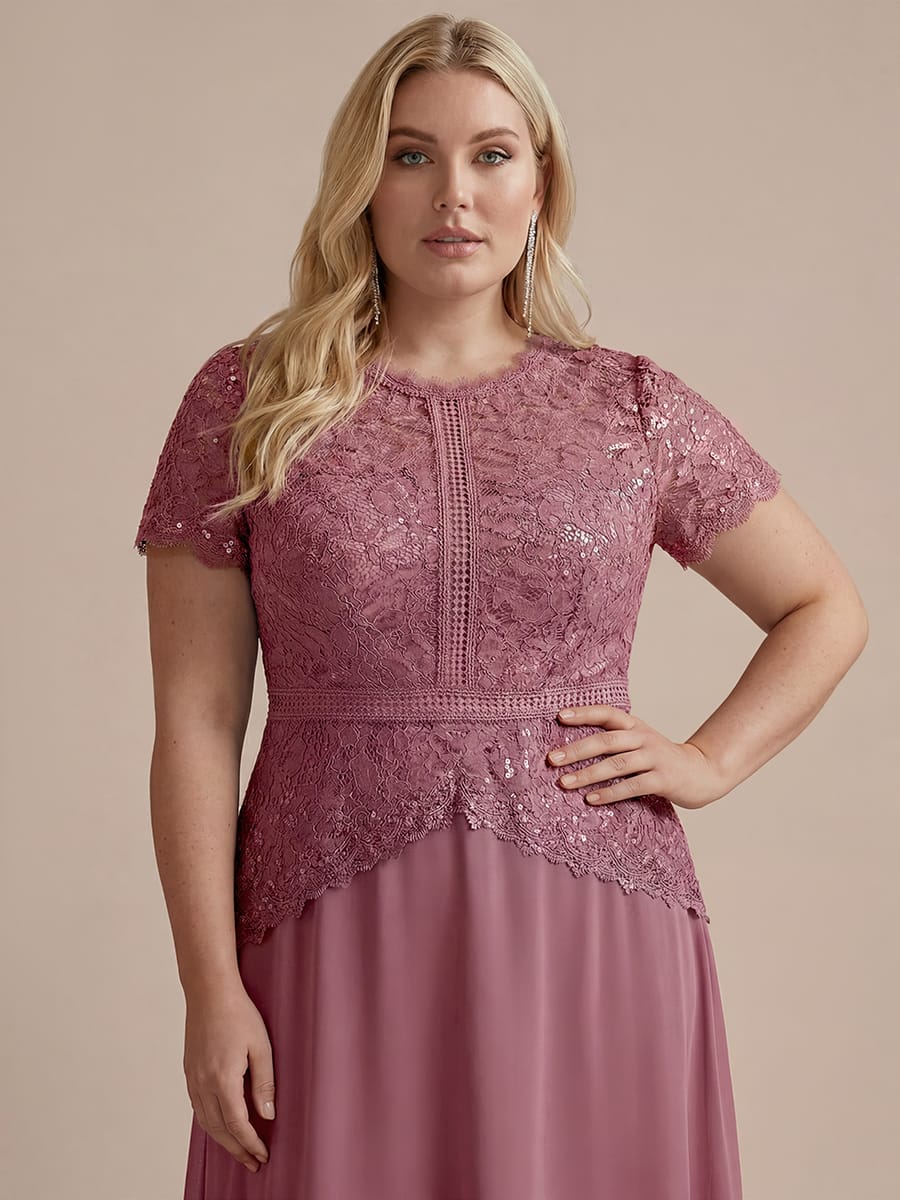 Sequin Lace Puff Sleeve Dress #color_Purple Orchid