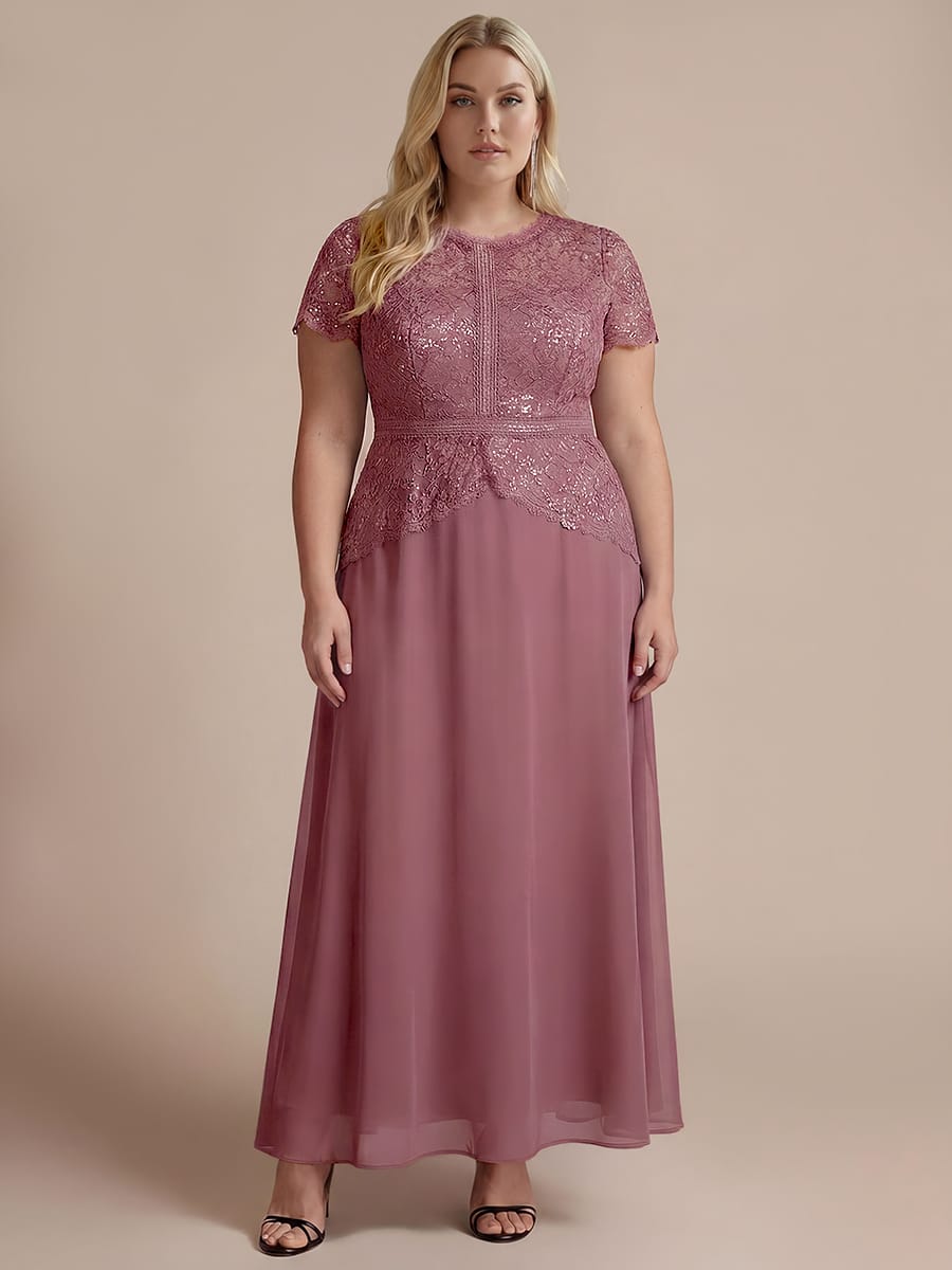 Sequin Lace Puff Sleeve Dress #color_Purple Orchid