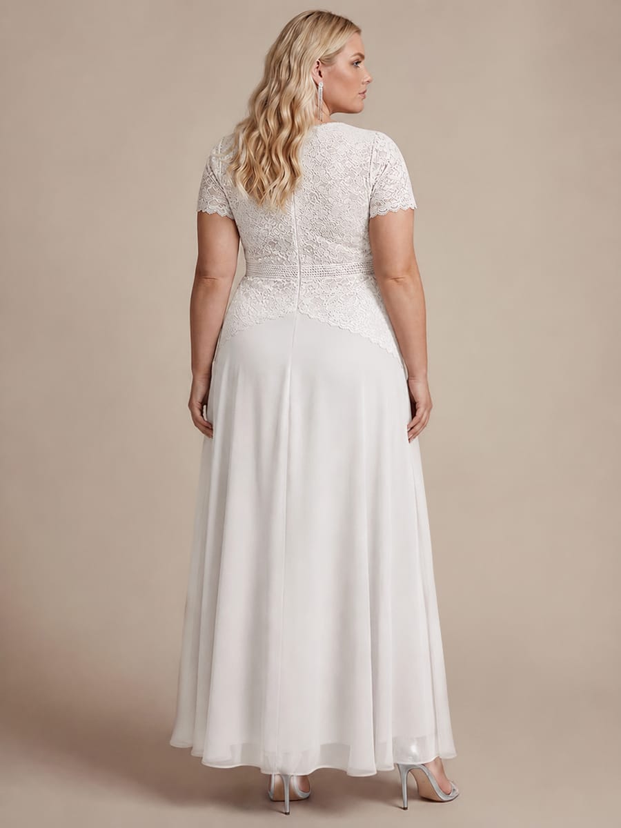 Sequin Lace Puff Sleeve Dress #color_White