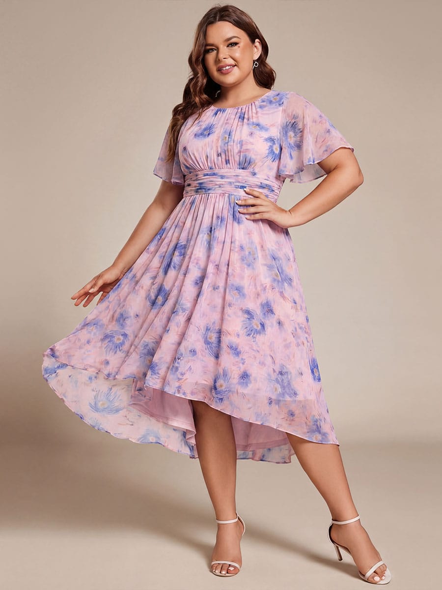 ever EDEN|Flowy Chiffon Round Neckline A-Line Midi Wedding Guest Dress #color_Azure Bream
