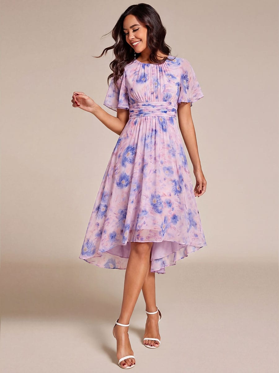 ever EDEN|Flowy Chiffon Round Neckline A-Line Midi Wedding Guest Dress #color_Azure Bream
