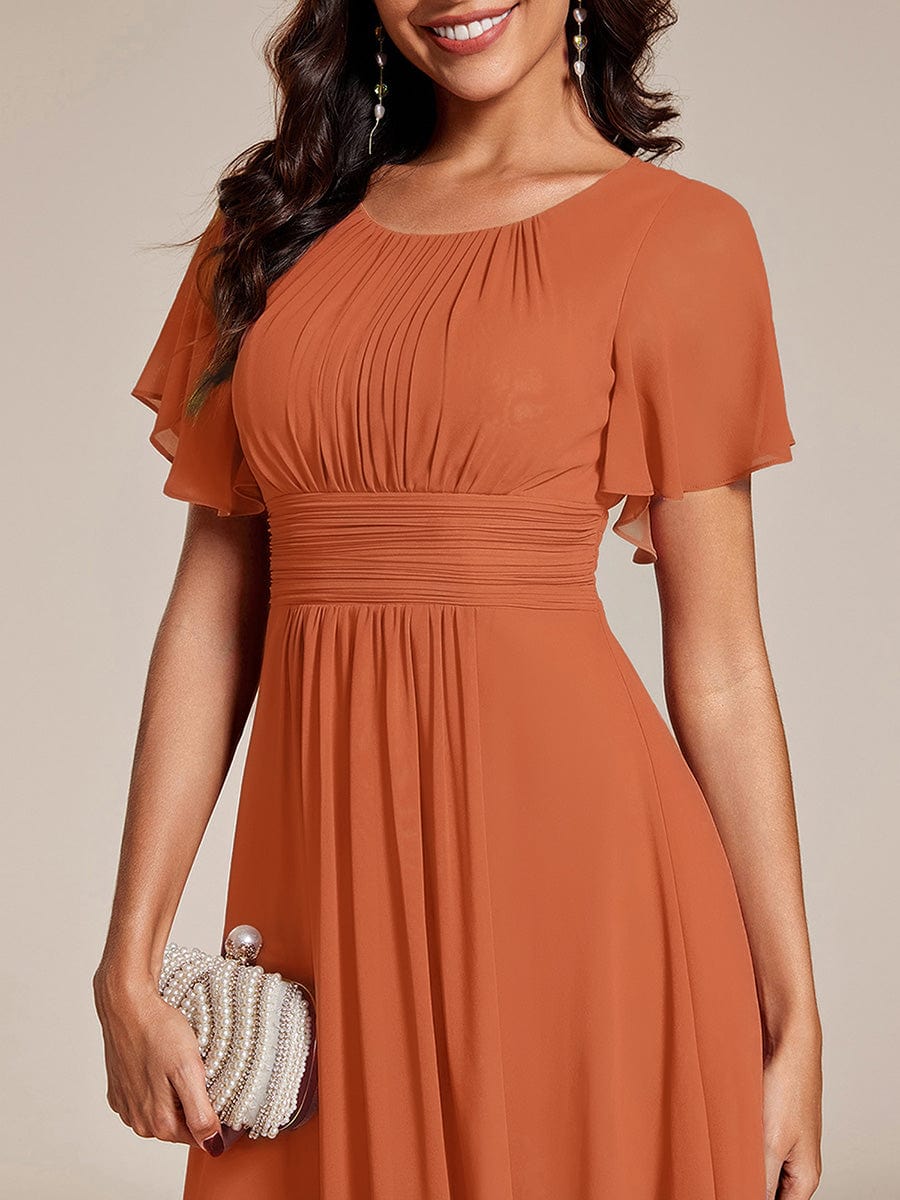 ever EDEN|Flowy Chiffon Round Neckline A-Line Midi Wedding Guest Dress #color_Brandied Melon
