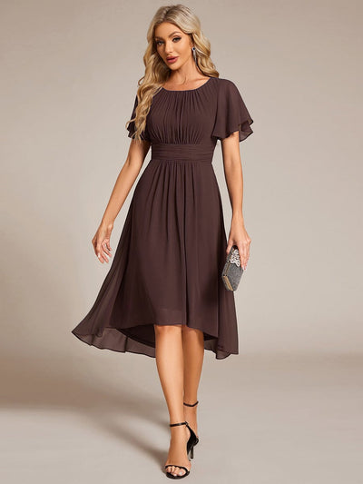 ever EDEN|Flowy Chiffon Round Neckline A-Line Midi Wedding Guest Dress #color_Espresso