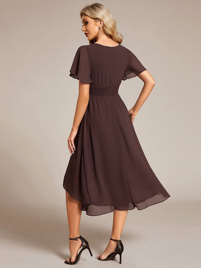 ever EDEN|Flowy Chiffon Round Neckline A-Line Midi Wedding Guest Dress #color_Espresso
