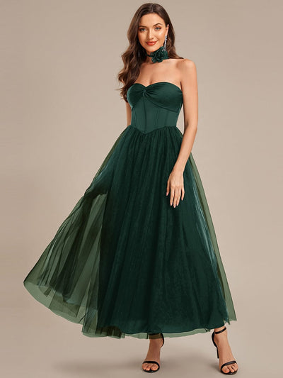 Tie Knot Satin Sleeveless Wedding Guest Dress #color_Dark Green