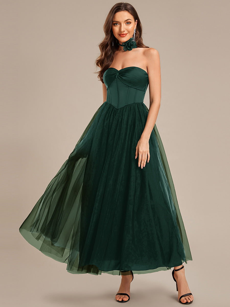 Tie Knot Satin Sleeveless Wedding Guest Dress #color_Dark Green