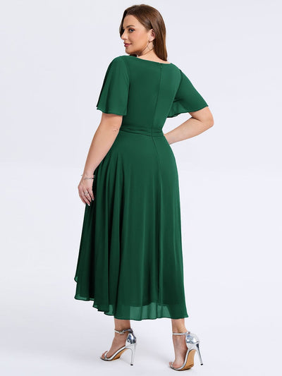 plus-size-tie-knot-high-low-wedding-guest-dress-eg02454 #color_Dark Green