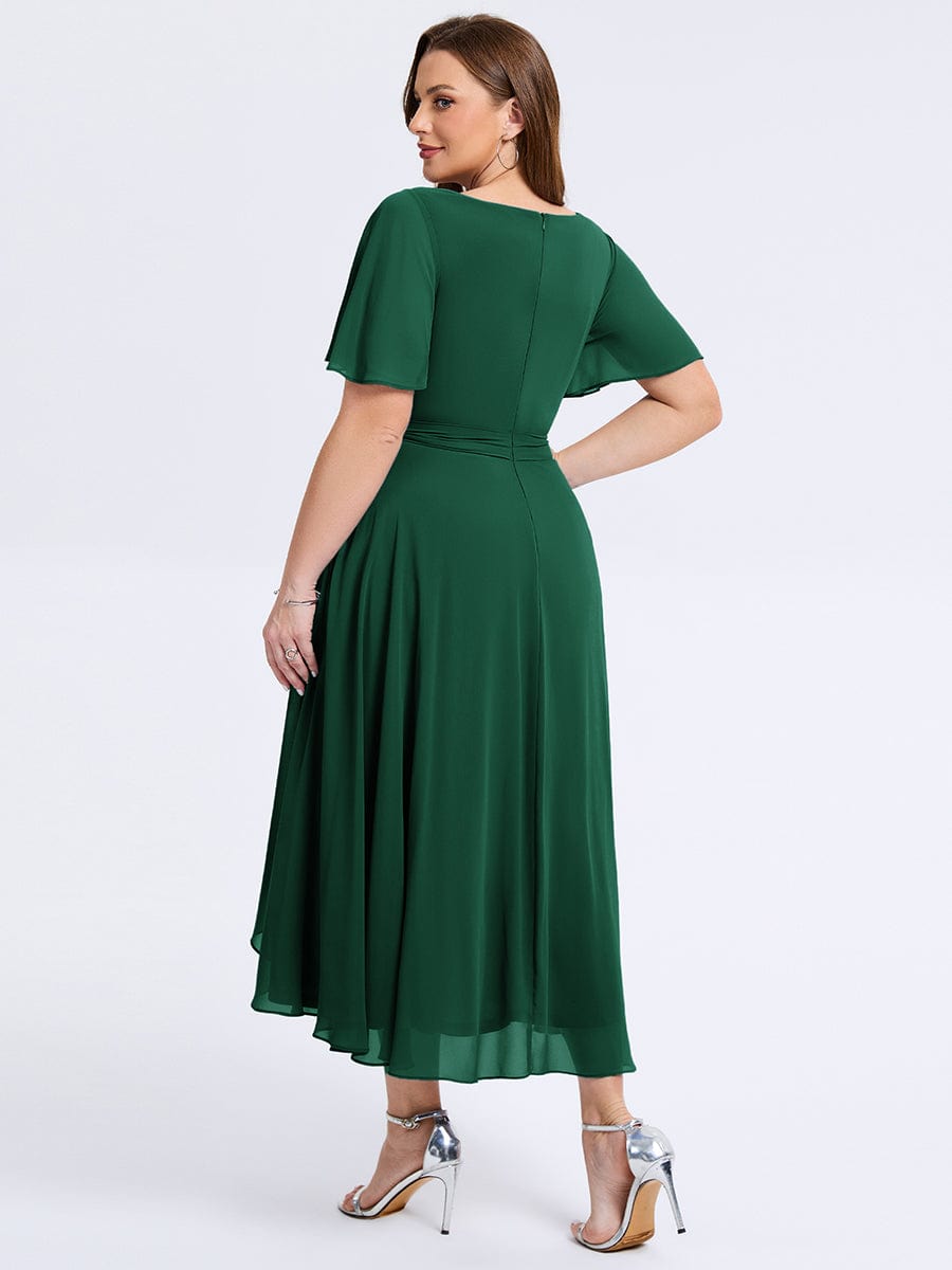 plus-size-tie-knot-high-low-wedding-guest-dress-eg02454 #color_Dark Green