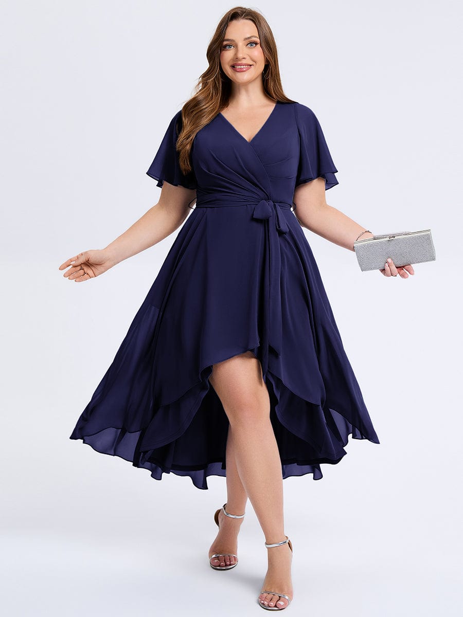 plus-size-tie-knot-high-low-wedding-guest-dress-eg02454 #color_Navy Blue