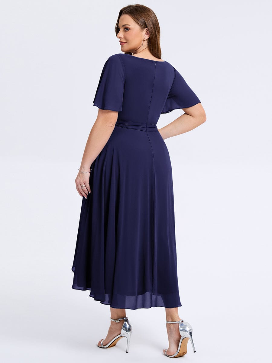 plus-size-tie-knot-high-low-wedding-guest-dress-eg02454 #color_Navy Blue