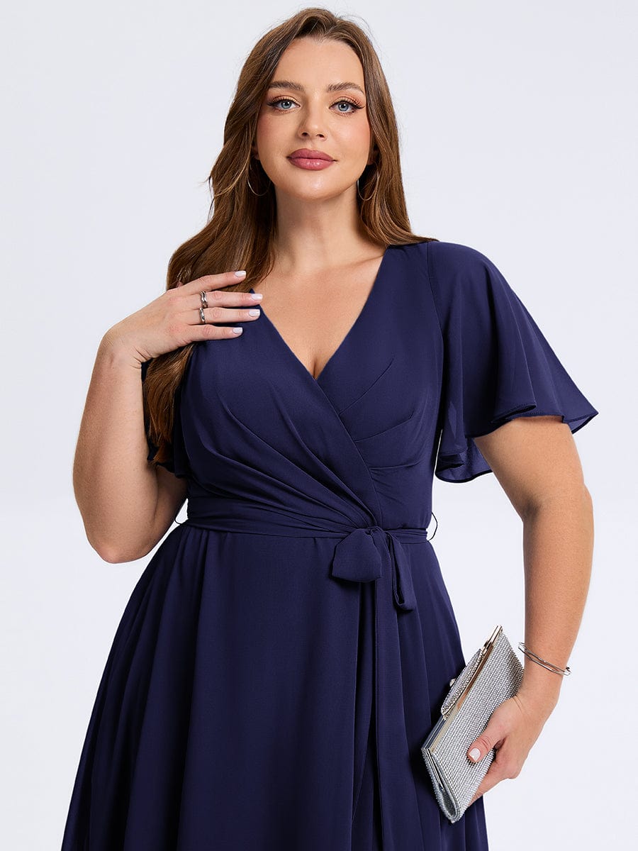 plus-size-tie-knot-high-low-wedding-guest-dress-eg02454 #color_Navy Blue