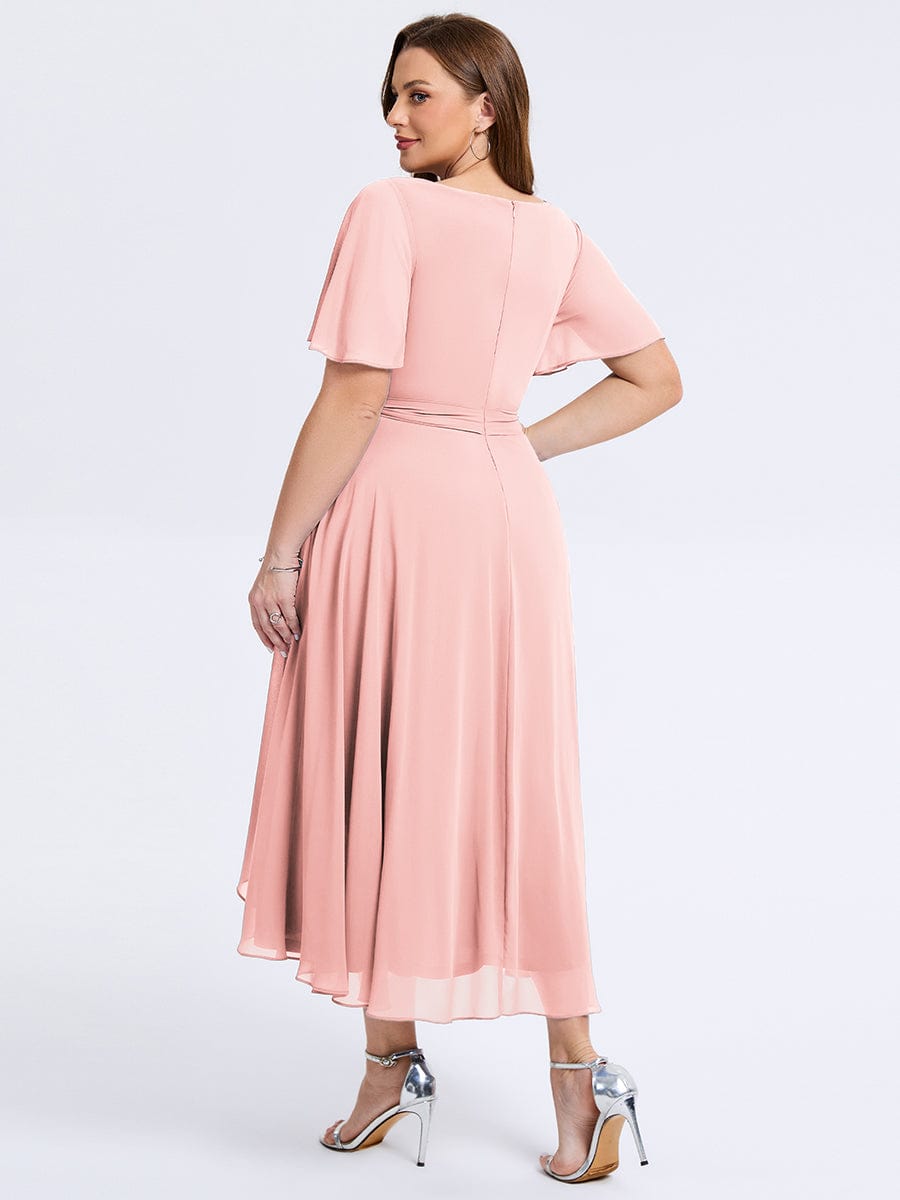 plus-size-tie-knot-high-low-wedding-guest-dress-eg02454 #color_Pink