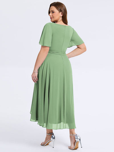 plus-size-tie-knot-high-low-wedding-guest-dress-eg02454 #color_Sage Green