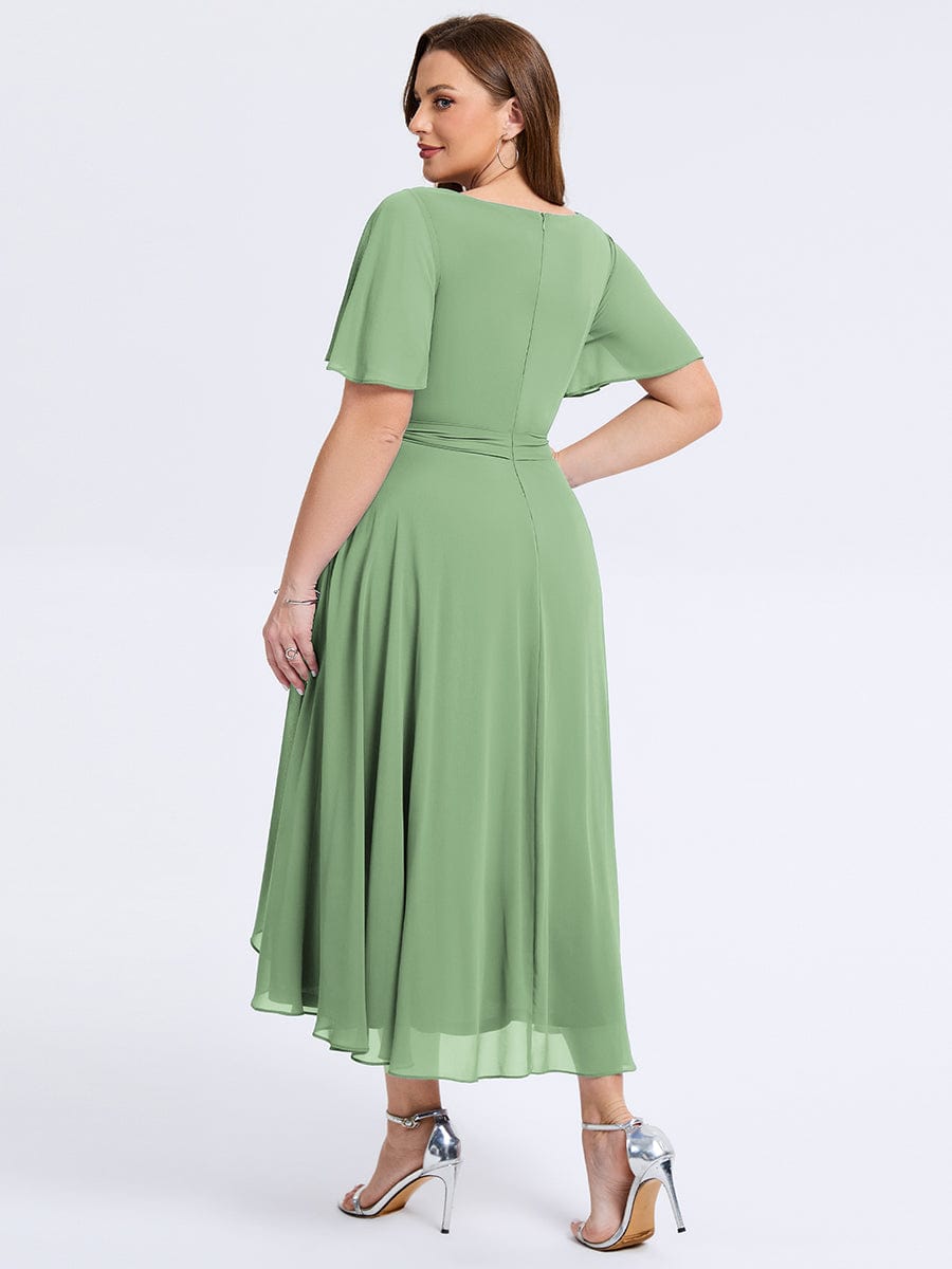 plus-size-tie-knot-high-low-wedding-guest-dress-eg02454 #color_Sage Green