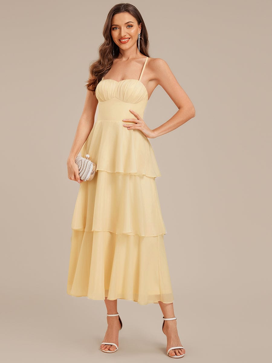 Tie-Front Chiffon Sleeveless Wedding Guest Dress #color_Yellow