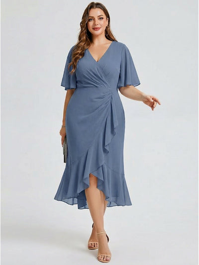 pretty FLORENCIA|Plus Size Floral Chiffon Wedding Guest Dress