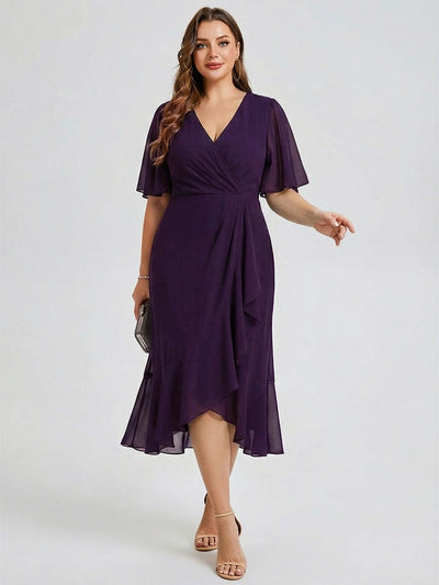 pretty FLORENCIA|Plus Size Floral Chiffon Wedding Guest Dress