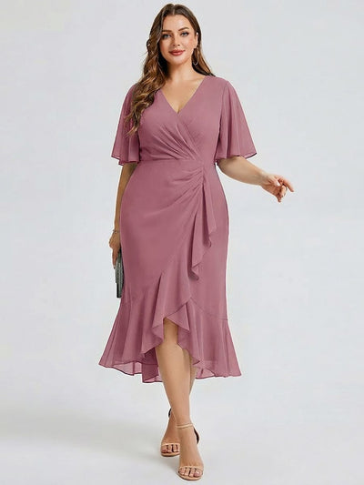 pretty FLORENCIA|Plus Size Floral Chiffon Wedding Guest Dress