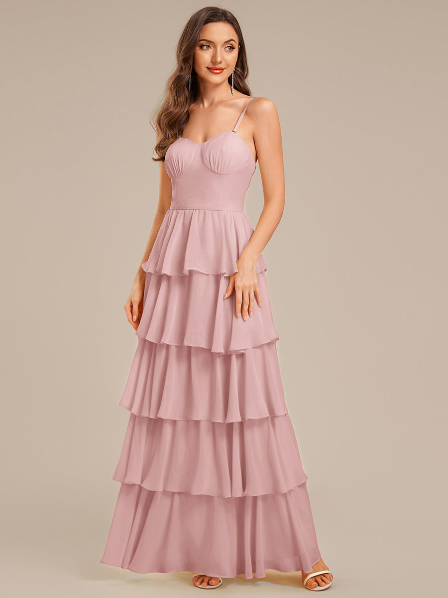 Ruffled Chiffon Sleeveless Wedding Guest Dress #color_Dusty Rose
