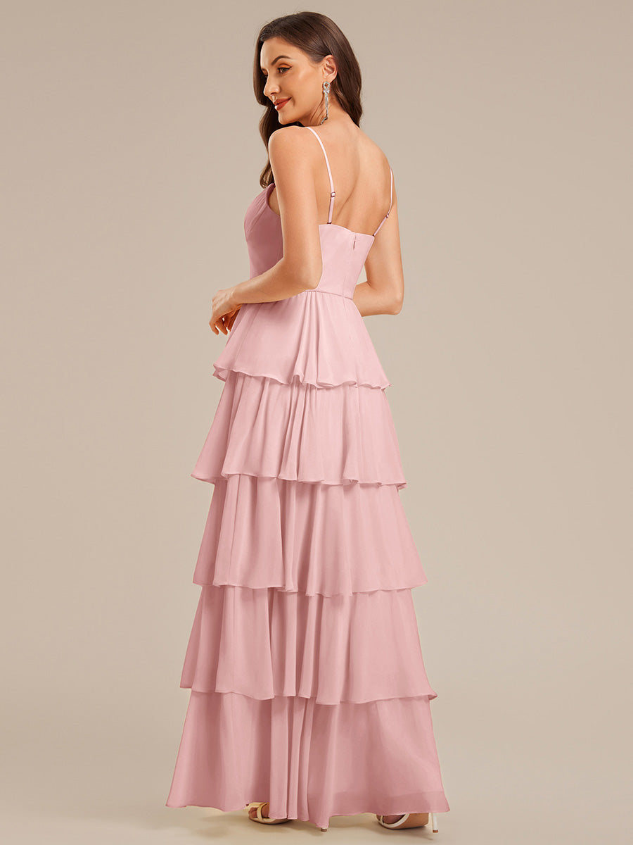 Ruffled Chiffon Sleeveless Wedding Guest Dress #color_Dusty Rose