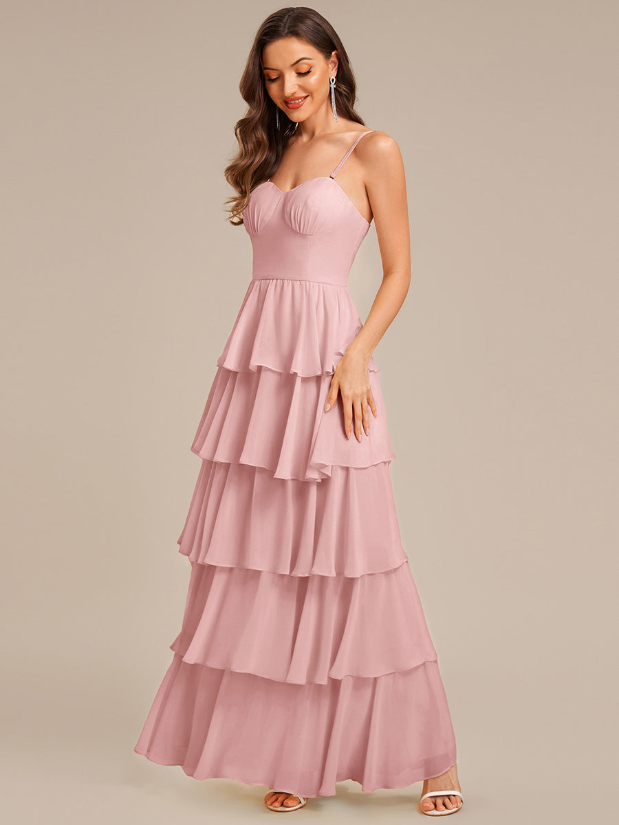 Ruffled Chiffon Sleeveless Wedding Guest Dress #color_Dusty Rose