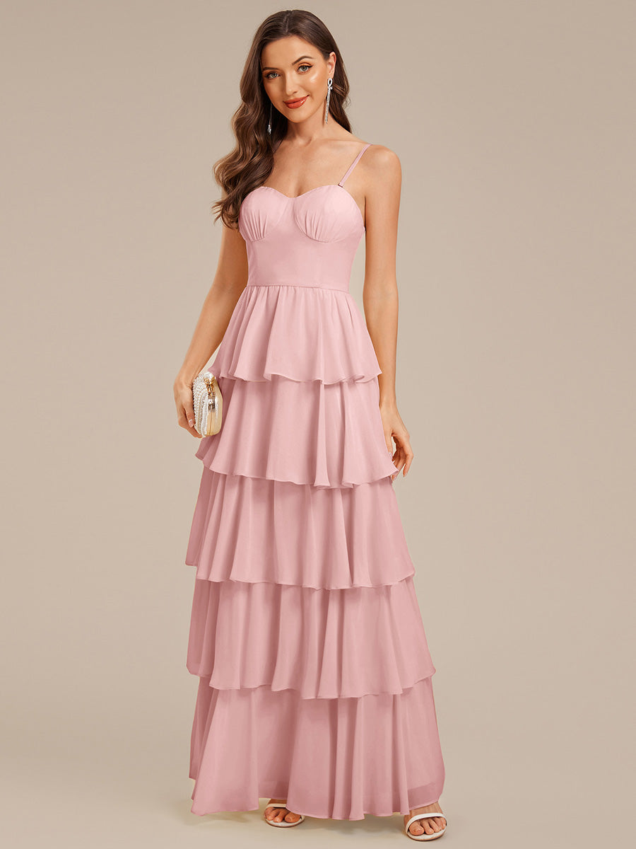 Ruffled Chiffon Sleeveless Wedding Guest Dress #color_Dusty Rose