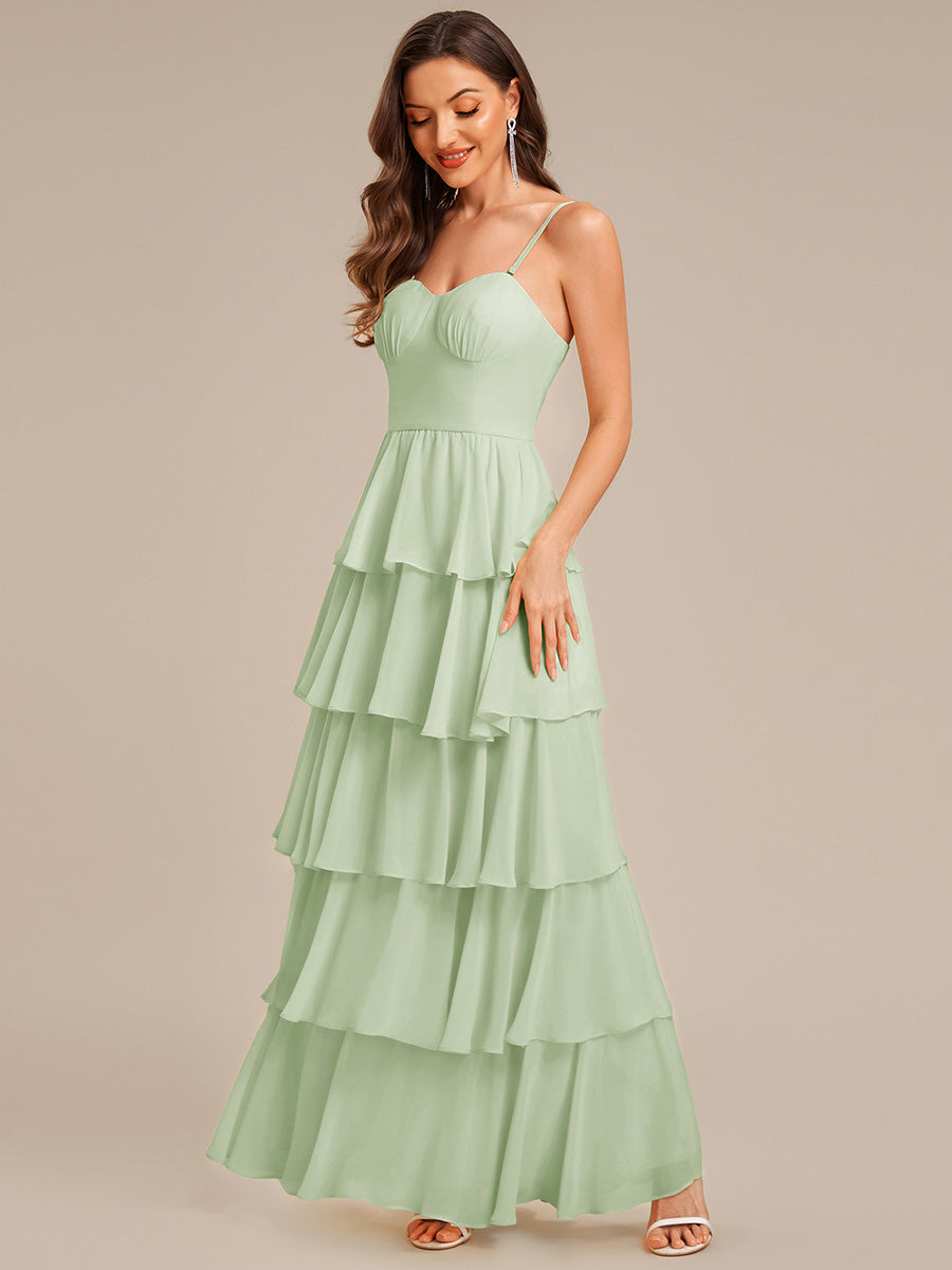 Ruffled Chiffon Sleeveless Wedding Guest Dress #color_Mint Green