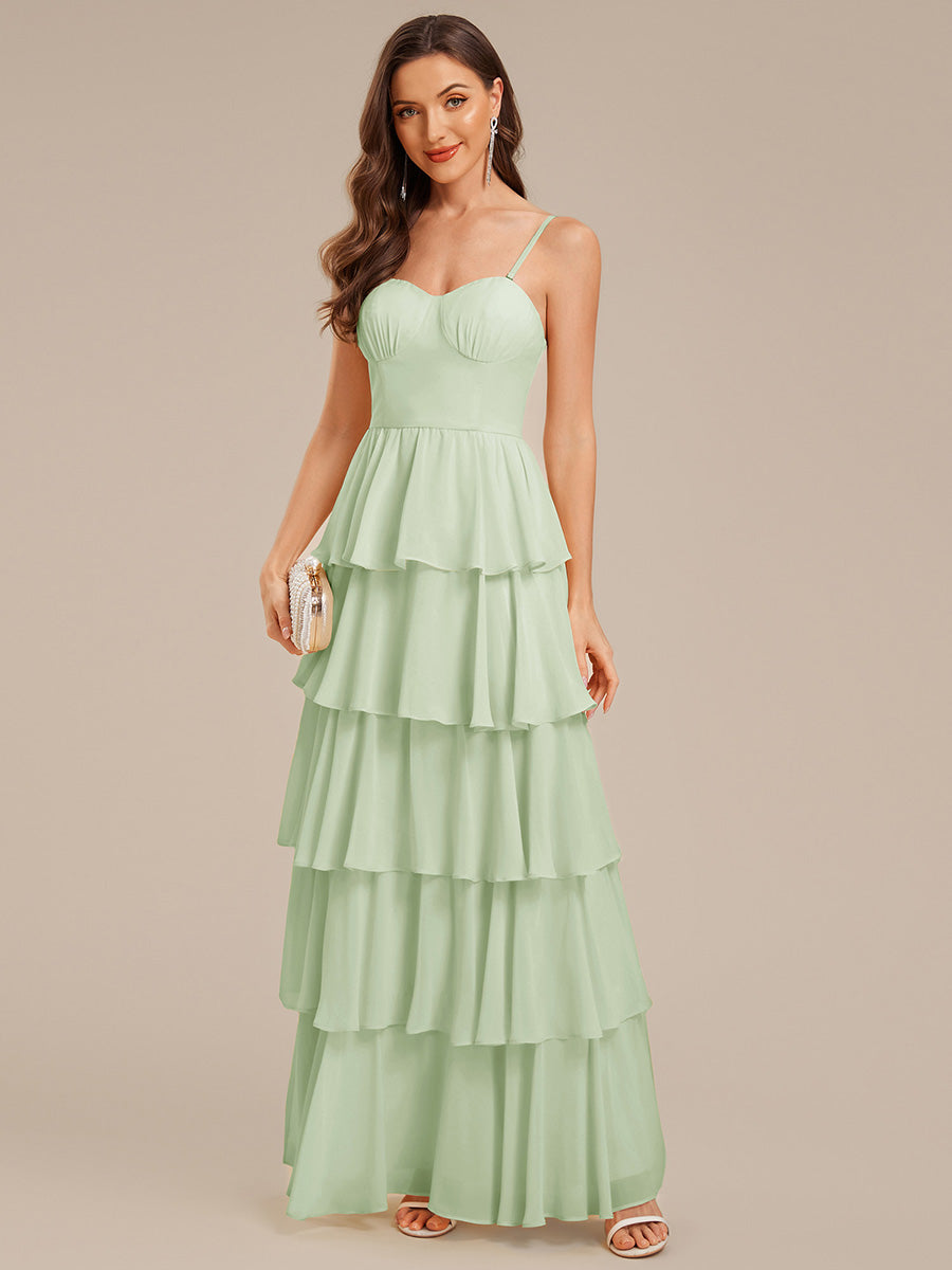 Ruffled Chiffon Sleeveless Wedding Guest Dress #color_Mint Green