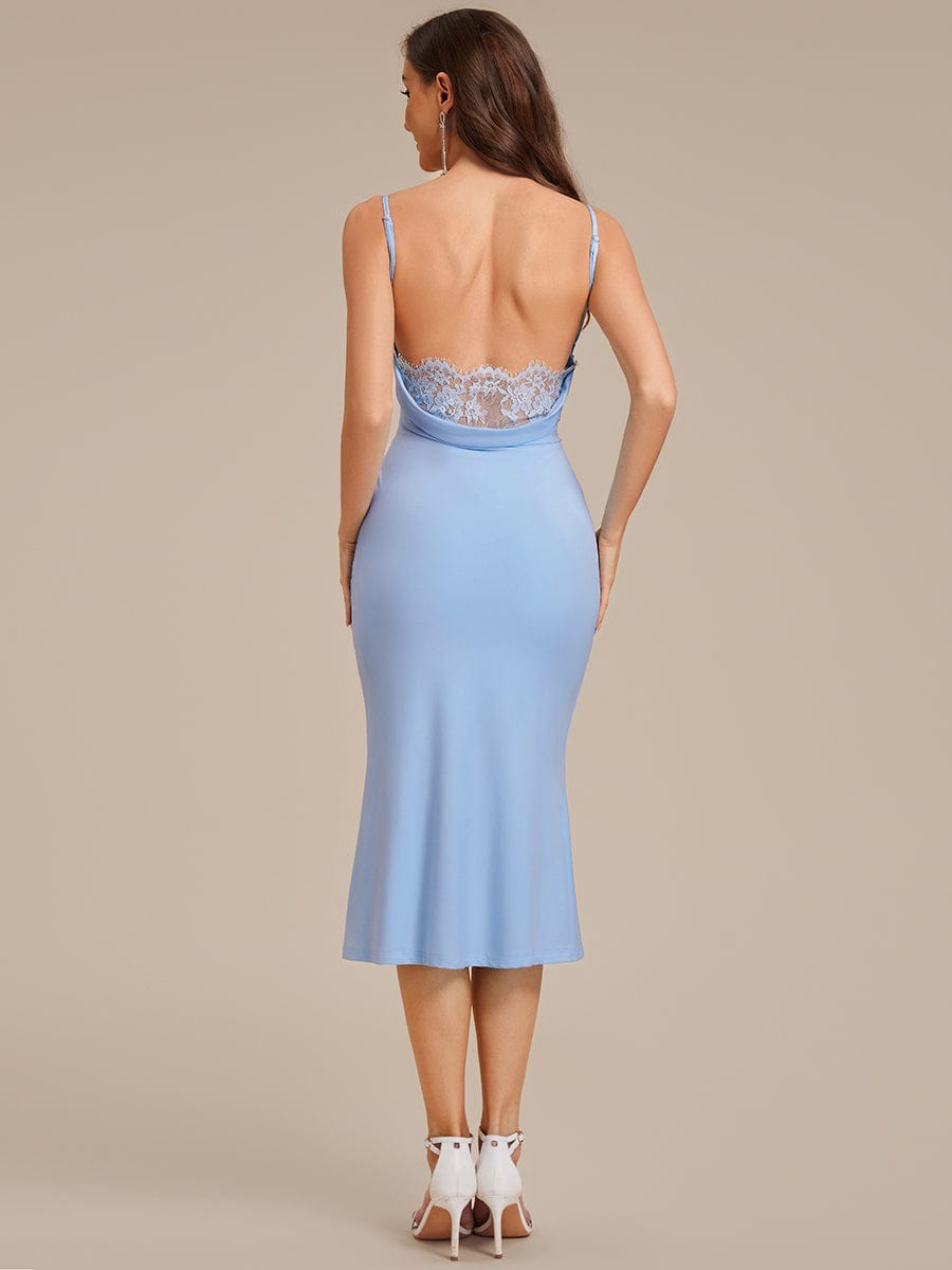 Backless Knit Sleeveless Wedding Guest Dress #color_Ice Blue