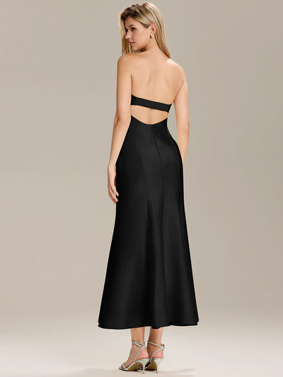 Knit Sleeveless Mermaid Wedding Guest Dress #color_Black