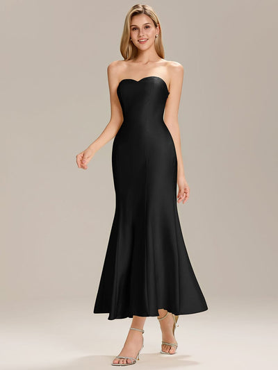 Knit Sleeveless Mermaid Wedding Guest Dress #color_Black