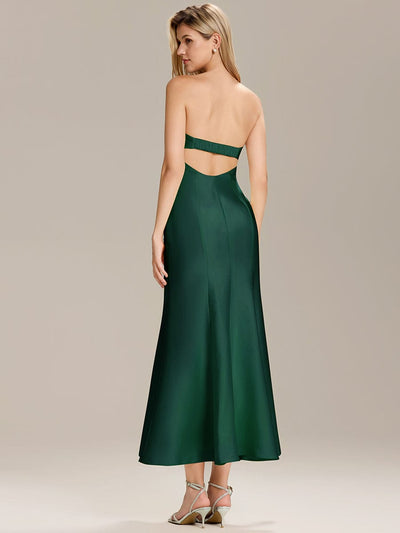Knit Sleeveless Mermaid Wedding Guest Dress #color_Dark Green