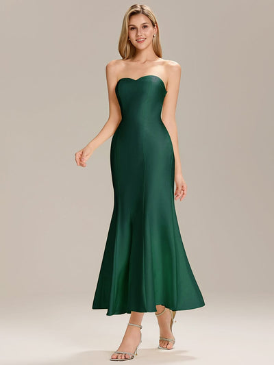 Knit Sleeveless Mermaid Wedding Guest Dress #color_Dark Green