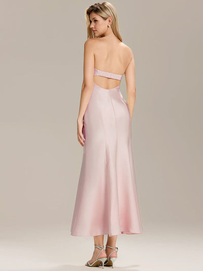 Knit Sleeveless Mermaid Wedding Guest Dress #color_Pink