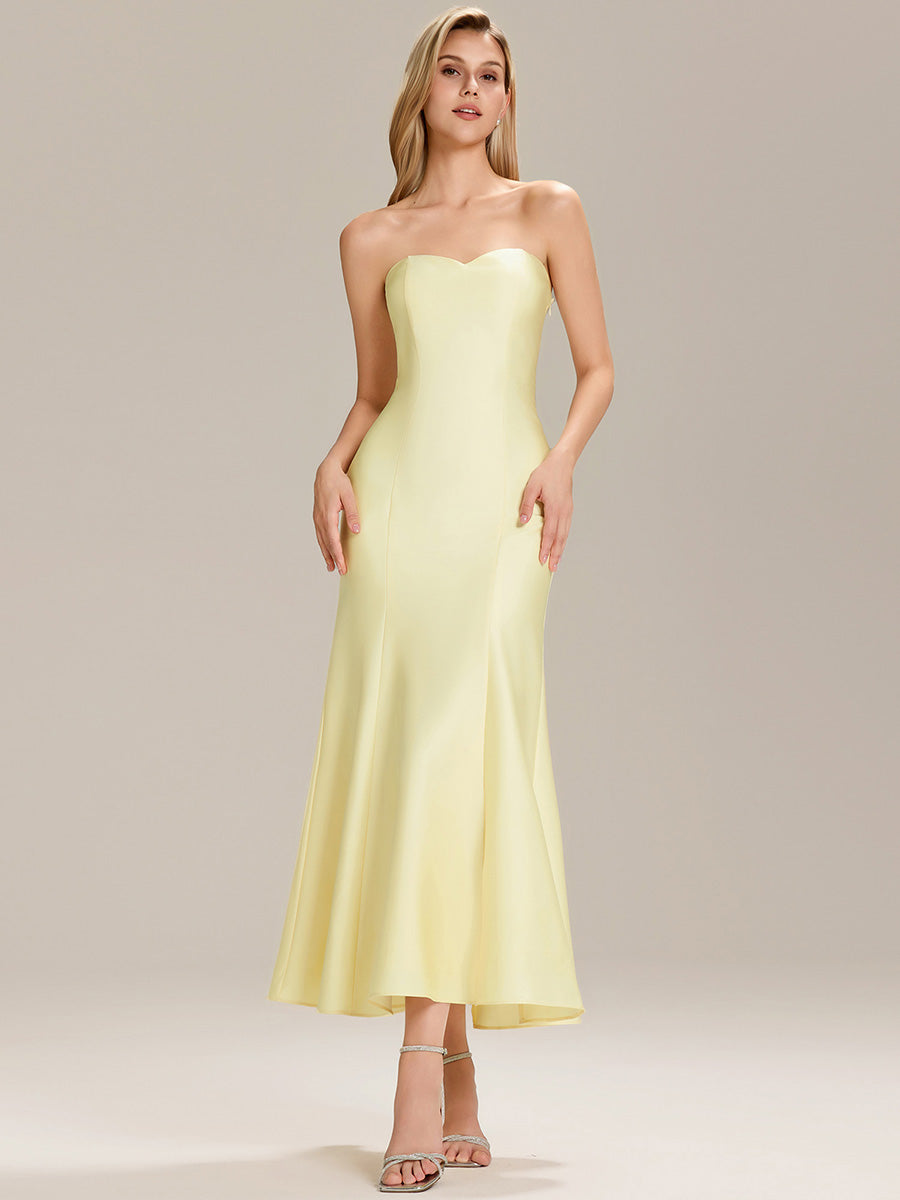 Knit Sleeveless Mermaid Wedding Guest Dress #color_Yellow