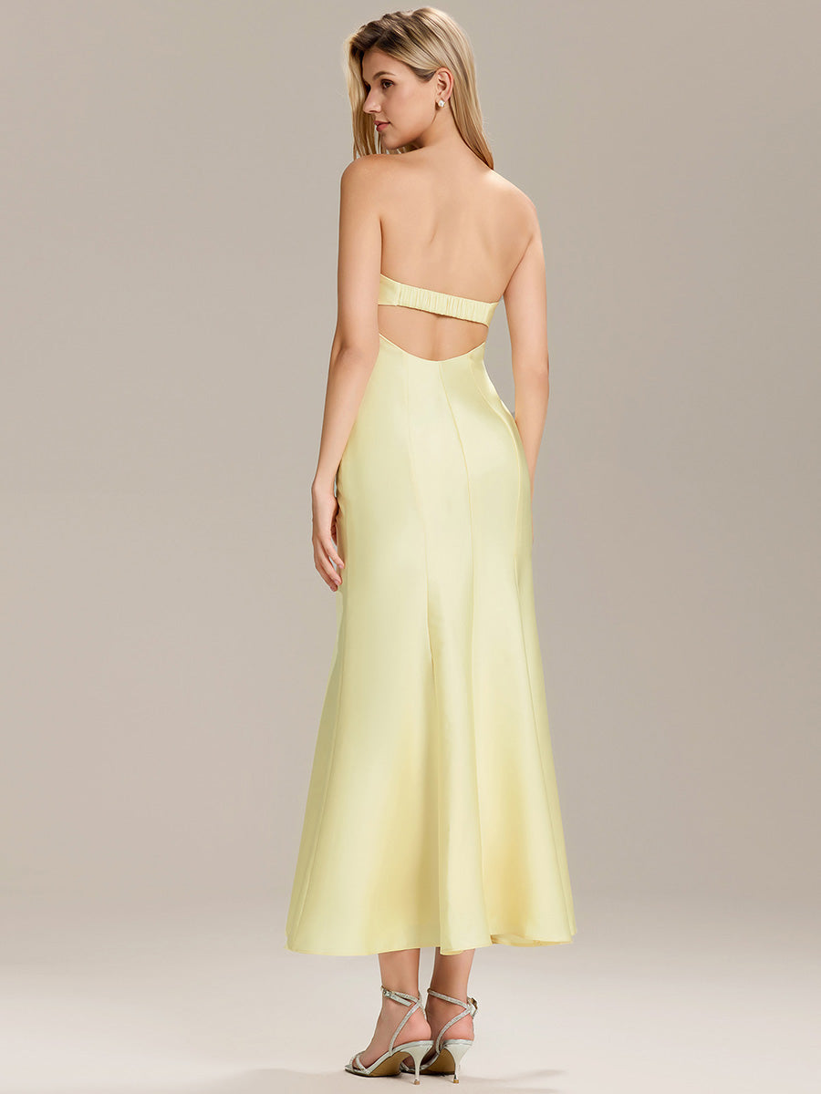 Knit Sleeveless Mermaid Wedding Guest Dress #color_Yellow