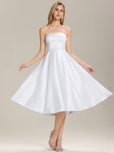 Satin Sleeveless A-Line Wedding Guest Dress #color_White