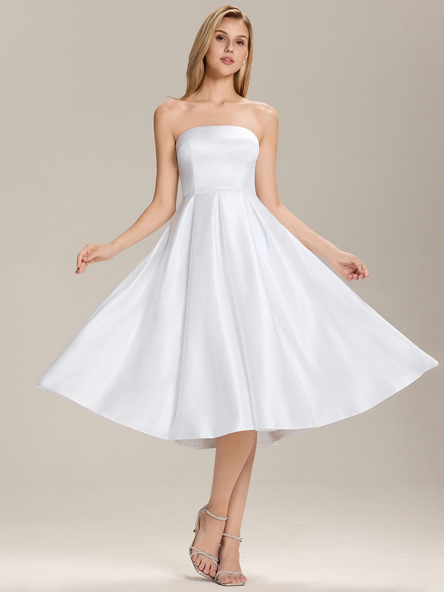 Satin Sleeveless A-Line Wedding Guest Dress #color_White